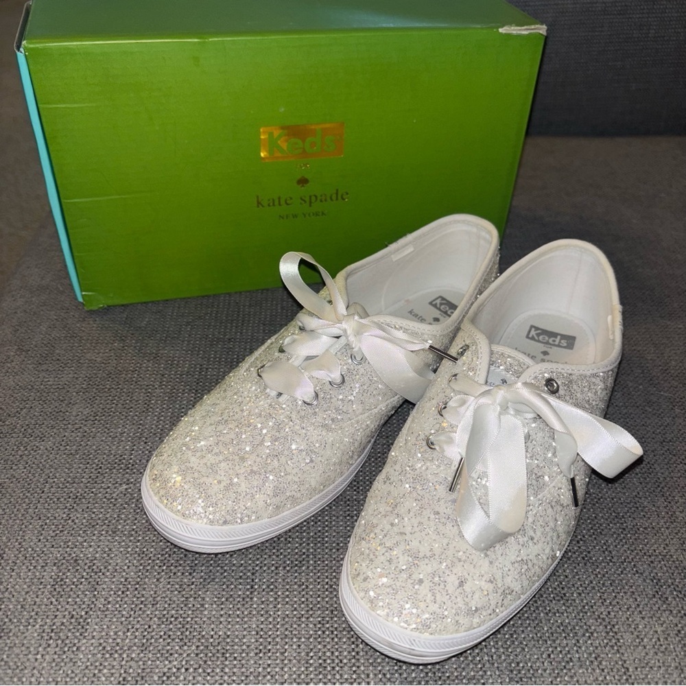 Kate Spade Keds Glitter Sparkle Sneaker Shoes, Size 7.5